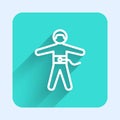 White line Bungee jumping icon isolated with long shadow. Green square button. Vector Illustration Royalty Free Stock Photo