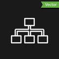 White line Business hierarchy organogram chart infographics icon isolated on black background. Corporate organizational Royalty Free Stock Photo