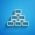 White line Business hierarchy organogram chart infographics icon isolated on blue background. Corporate organizational Royalty Free Stock Photo