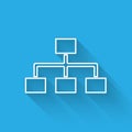 White line Business hierarchy organogram chart infographics icon isolated with long shadow. Corporate organizational Royalty Free Stock Photo
