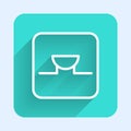 White line Buzzer in electronic circuit icon isolated with long shadow background. Green square button. Vector