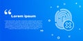 White line Cancelled fingerprint icon isolated on blue background. Access denied for user concept. Error, fraud