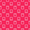 White line Canister for gasoline icon isolated seamless pattern on red background. Diesel gas icon. Vector Royalty Free Stock Photo