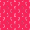 White line Canteen water bottle icon isolated seamless pattern on red background. Tourist flask icon. Jar of water use Royalty Free Stock Photo