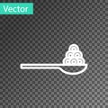 White line Caviar on a spoon icon isolated on transparent background. Vector.