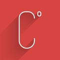 White line Celsius icon isolated with long shadow. Vector Illustration