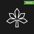 White line Chestnut leaf icon isolated on black background. Vector