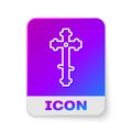 White line Christian cross icon isolated on white background. Church cross. Rectangle color button. Vector Illustration Royalty Free Stock Photo