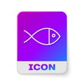 White line Christian fish symbol icon isolated on white background. Jesus fish symbol. Rectangle color button. Vector Royalty Free Stock Photo