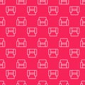 White line Cinema chair icon isolated seamless pattern on red background. Vector Royalty Free Stock Photo