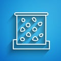 White line Climbing wall icon isolated on blue background. Long shadow. Vector