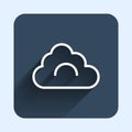 White line Cloud icon isolated with long shadow background. Blue square button. Vector Royalty Free Stock Photo