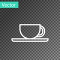 White line Coffee cup icon isolated on transparent background. Tea cup. Hot drink coffee. Vector Illustration Royalty Free Stock Photo
