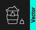 White line Coffee cup to go icon isolated on black background. Vector Royalty Free Stock Photo