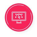 White line Computer display with vector design program icon isolated on isolated on white background. Photo editor Royalty Free Stock Photo