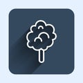 White line Cotton candy icon isolated with long shadow background. Blue square button. Vector Royalty Free Stock Photo