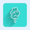 White line Cotton candy icon isolated with long shadow background. Green square button. Vector Royalty Free Stock Photo