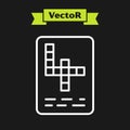 White line Crossword icon isolated on black background. Vector Royalty Free Stock Photo