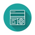 White line Debugging icon isolated with long shadow background. Debugging tool. Magnifying glass on bug programming Royalty Free Stock Photo