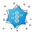 White line DNA symbol icon isolated on white background. Blue hexagon button. Vector Illustration Royalty Free Stock Photo