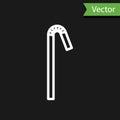 White line Drinking plastic straw icon isolated on black background. Vector Illustration Royalty Free Stock Photo
