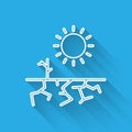 White line Drought icon isolated with long shadow. Vector Illustration