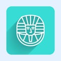 White line Egyptian pharaoh icon isolated with long shadow background. Green square button. Vector Royalty Free Stock Photo