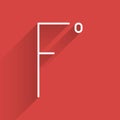 White line Fahrenheit icon isolated with long shadow. Vector Illustration