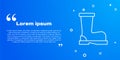 White line Fire boots icon isolated on blue background. Vector Royalty Free Stock Photo