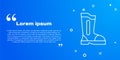White line Fire boots icon isolated on blue background. Vector Royalty Free Stock Photo