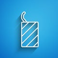 White line Firework rocket icon isolated on blue background. Concept of fun party. Explosive pyrotechnic symbol. Long Royalty Free Stock Photo