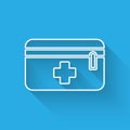 White line First aid kit icon isolated with long shadow. Medical box with cross. Medical equipment for emergency. Healthcare Royalty Free Stock Photo