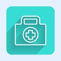 White line First aid kit icon isolated with long shadow. Medical box with cross. Medical equipment for emergency Royalty Free Stock Photo