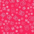 White line Flasher siren icon isolated seamless pattern on red background. Emergency flashing siren. Vector Royalty Free Stock Photo