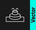 White line Fountain icon isolated on black background. Vector Royalty Free Stock Photo