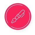 White line Fountain pen nib icon isolated on white background. Pen tool sign. Red circle button. Vector Royalty Free Stock Photo