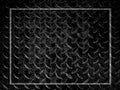 White line frame with blank space on black metallic checker plate anti-slip texture background. Royalty Free Stock Photo