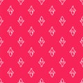 White line Funnel or filter and motor oil drop icon isolated seamless pattern on red background. Vector