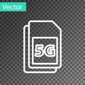 White line 5G Sim Card icon isolated on transparent background. Mobile and wireless communication technologies. Network Royalty Free Stock Photo