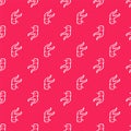 White line Ginger root icon isolated seamless pattern on red background. Vector Royalty Free Stock Photo