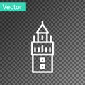 White line Giralda in Seville Spain icon isolated on transparent background. Vector