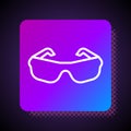 White line Glasses icon isolated on black background. Eyeglass frame symbol. Square color button. Vector
