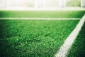 White line on Green grass sport field Royalty Free Stock Photo