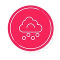 White line Hail cloud icon isolated on white background. Red circle button. Vector