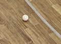 White line in hall playground. Renewal wooden floor Royalty Free Stock Photo