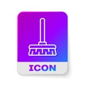 White line Handle broom icon isolated on white background. Cleaning service concept. Rectangle color button. Vector