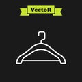 White line Hanger wardrobe icon isolated on black background. Cloakroom icon. Clothes service symbol. Laundry hanger sign. Vector Royalty Free Stock Photo