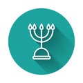 White line Hanukkah menorah icon isolated with long shadow. Hanukkah traditional symbol. Holiday religion, jewish Royalty Free Stock Photo