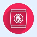 White line Hard bread chucks crackers icon isolated with long shadow. Red circle button. Vector Illustration