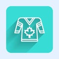 White line Hockey jersey icon isolated with long shadow background. Green square button. Vector Royalty Free Stock Photo